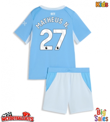 Manchester City Matheus Nunes #27 Replica Home Stadium Kit for Kids 2026-27 Short Sleeve (+ pants)